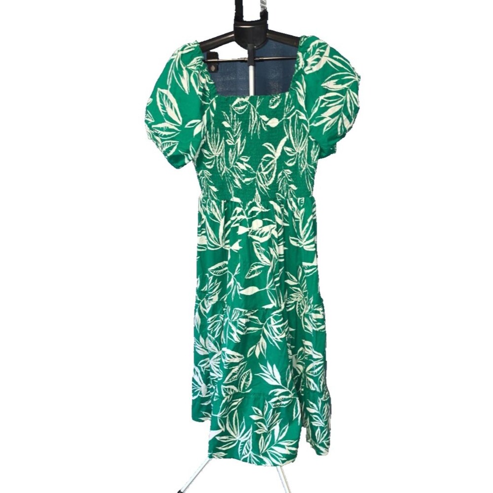 Kings Road Green Floral Leaf Dress Plus Size 1X 18/20 Excellent condition